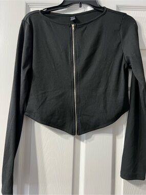 SHEIN Black Top with Gold Zip Detail